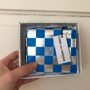 Silver and blue checkered wallet
